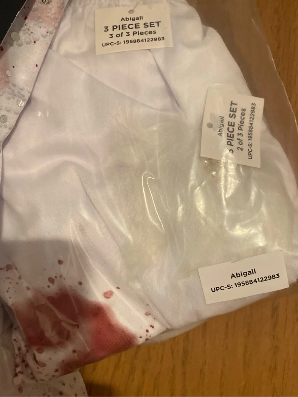 Abigail Blood-Splatter Costume Dress - White & Red Girls (6/6X) new